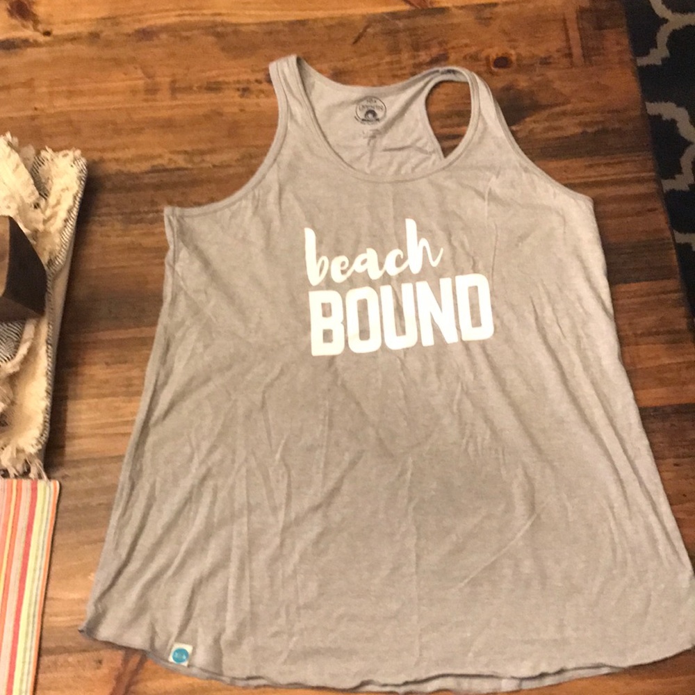 Soft gray “Beach Bound” tank.